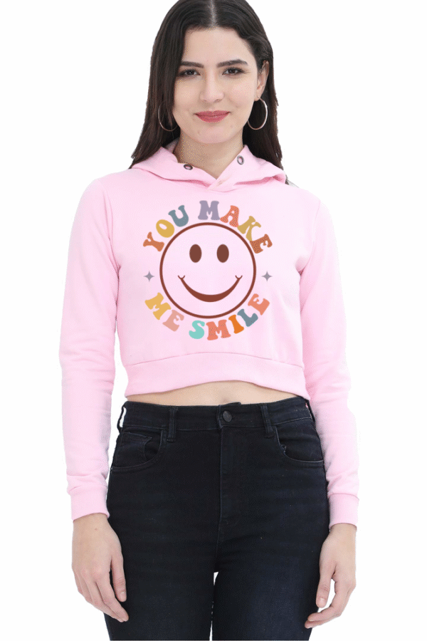 PJB Printed -Female Cropped Hoodie | FC32 - RetroPositiveQuotesSVGBundle08 8.33W 8.96H Front