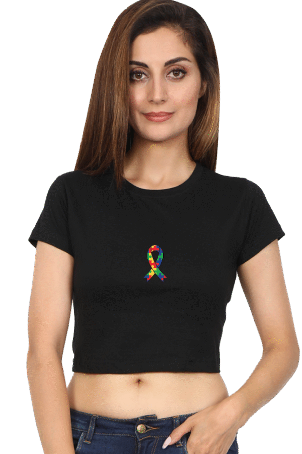 PJB Printed - Female Crop Top -Autism05 3.65W 3.65H Front